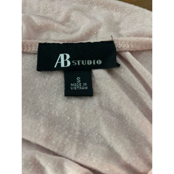 AB Studio Top Size Small Long Sleeves V-Neck Romantic Ruffles Blush Valentines - Picture 3 of 3